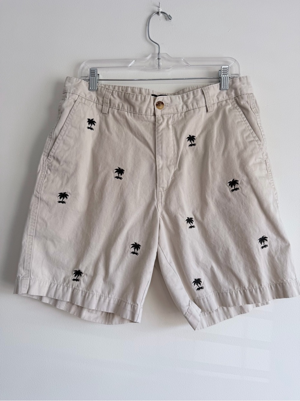 Chaps Khaki Embroidered Palm Tree Shorts Size 34 - Picture 2 of 8
